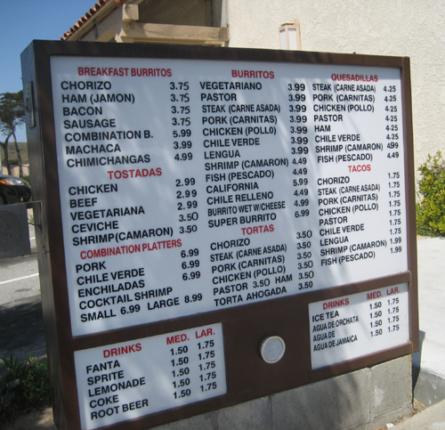 Isidro's Taqueria Menu
